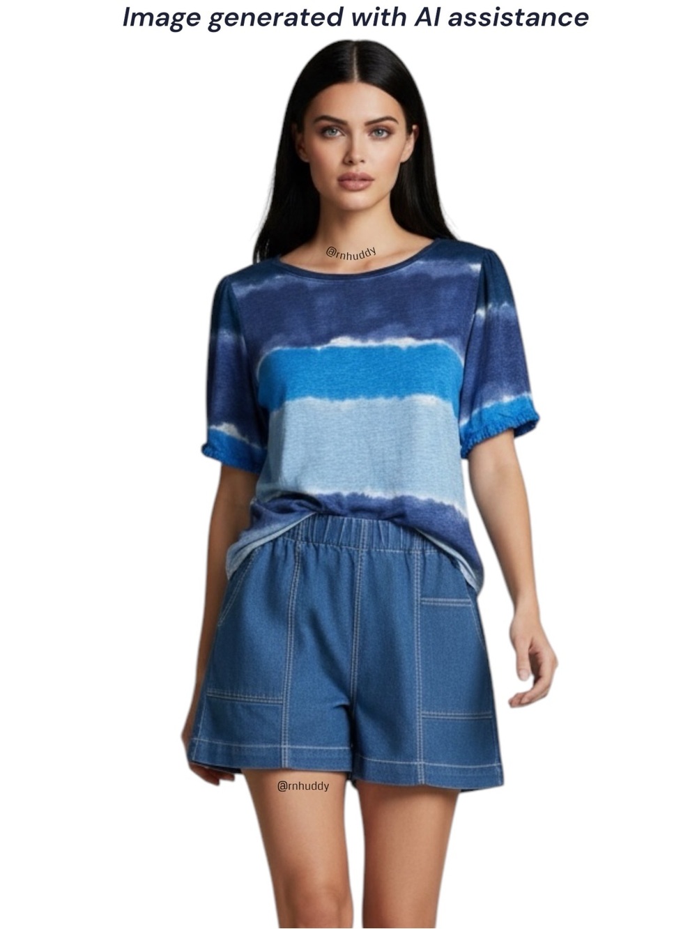 NWT FUINLOTH XL blue denim look shorts